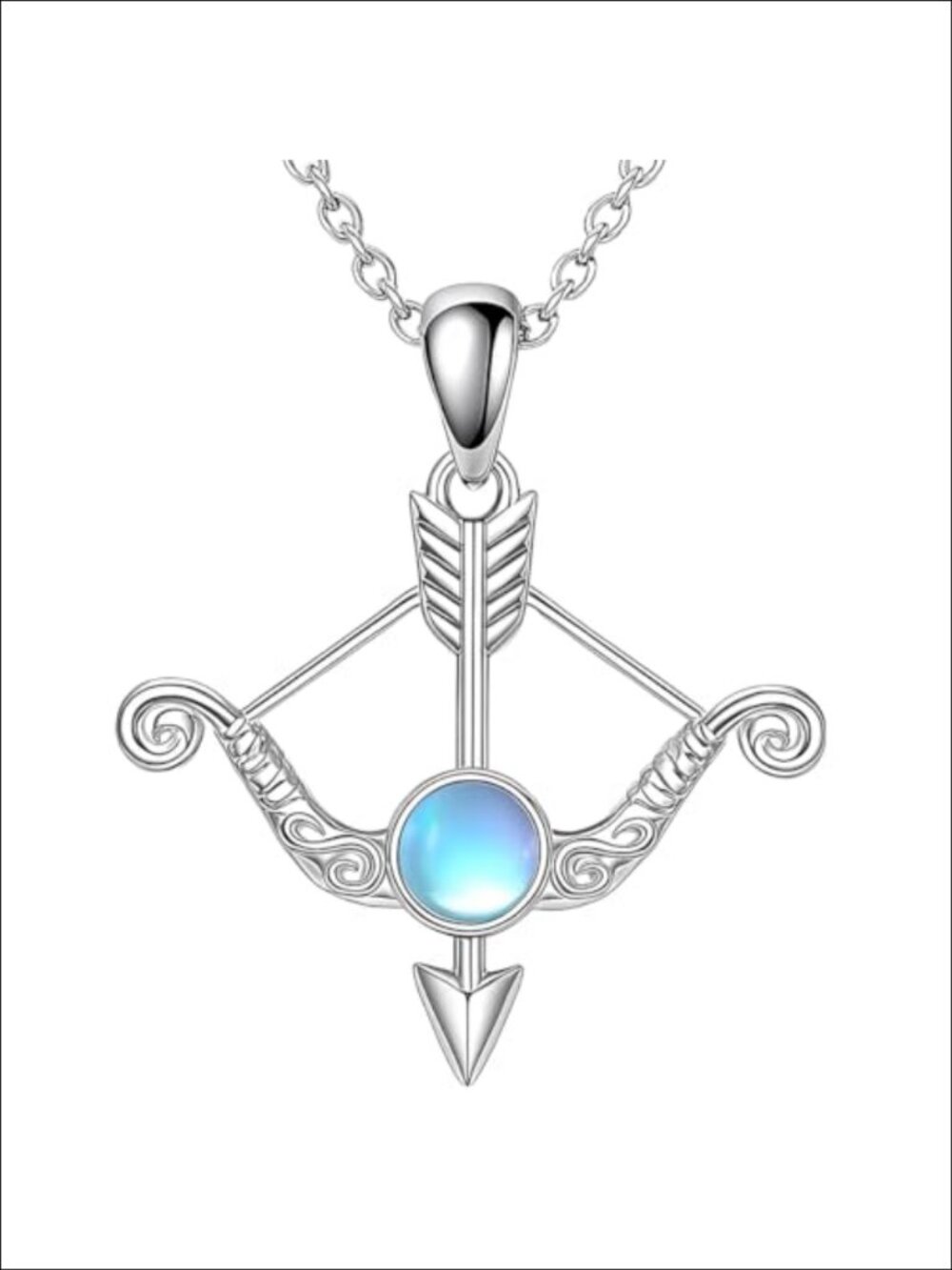 Moonstone Bow Arrow Necklace Brass Celtic Elven Archery Pendant